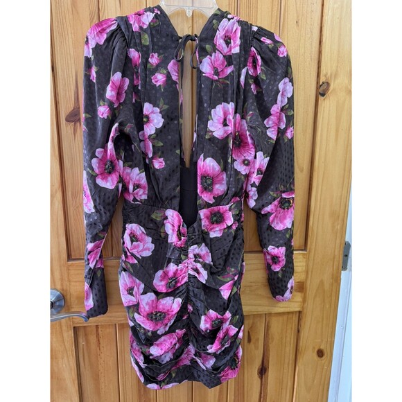 NWT Lovers And Friends Camden Mini Dress Sz Medium Floral Bodycon Back Tie Close - Picture 3 of 8